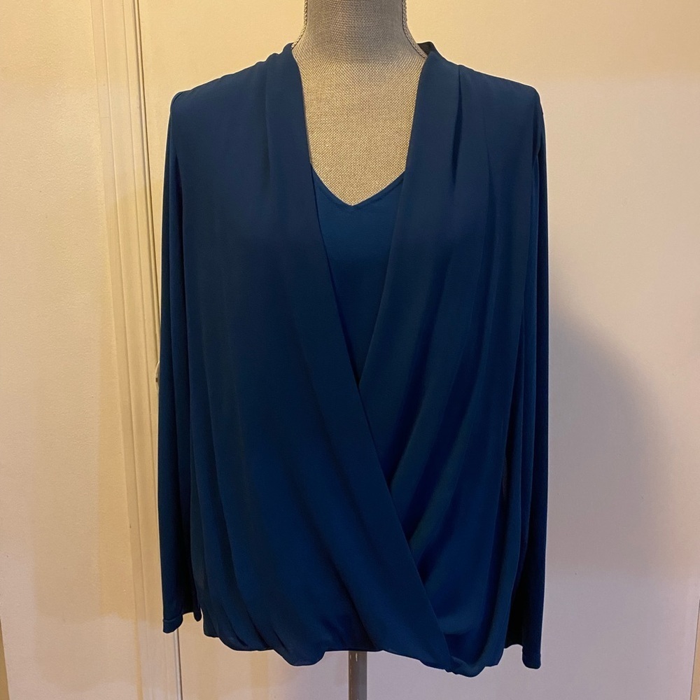 Alfani Faux Wrap V-Neck Blouse with Attached Tank Top, Size 1X - Picture 5 of 8
